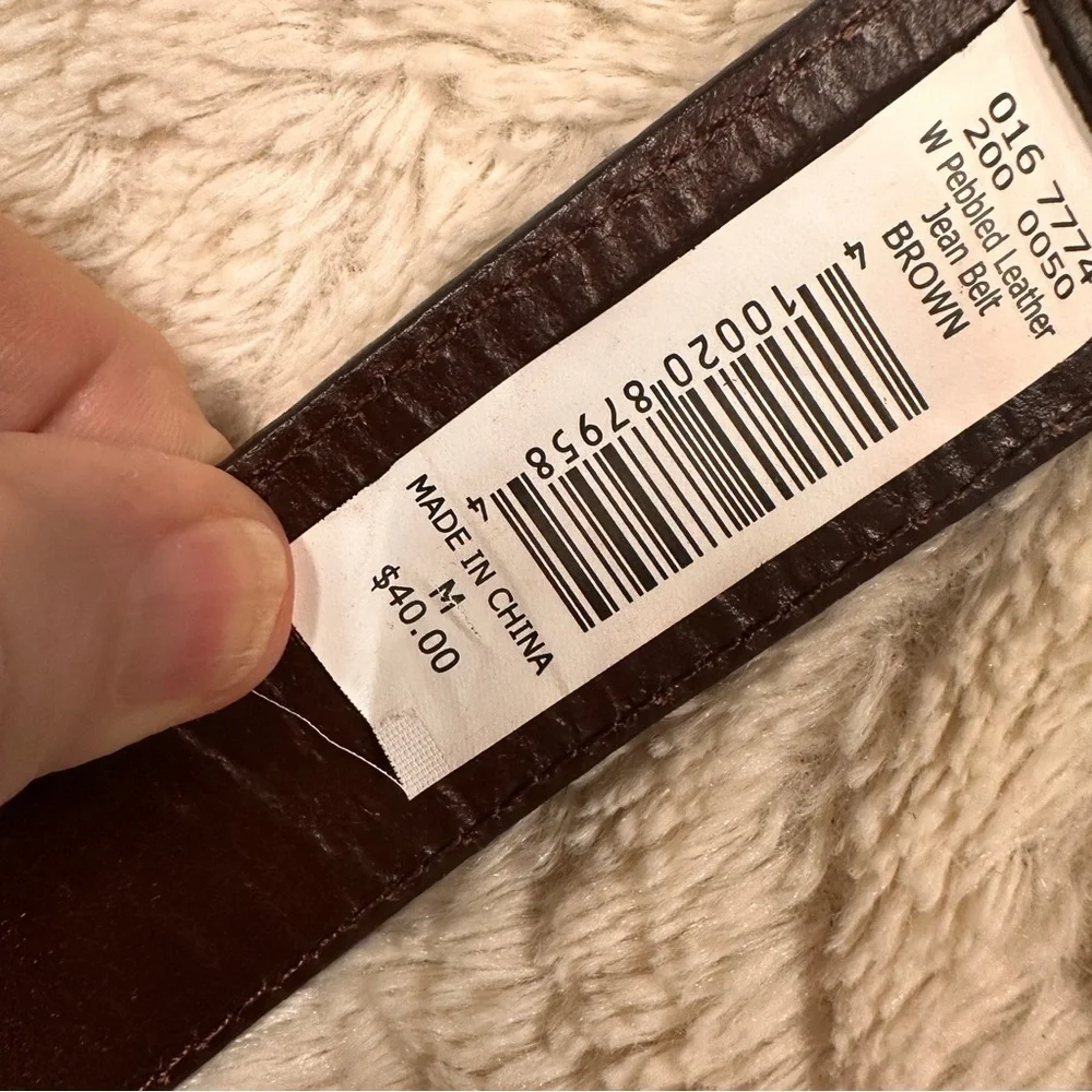 Eddie Bauer Mens Brown Genuine Leather Brass Buckle Belt Size M